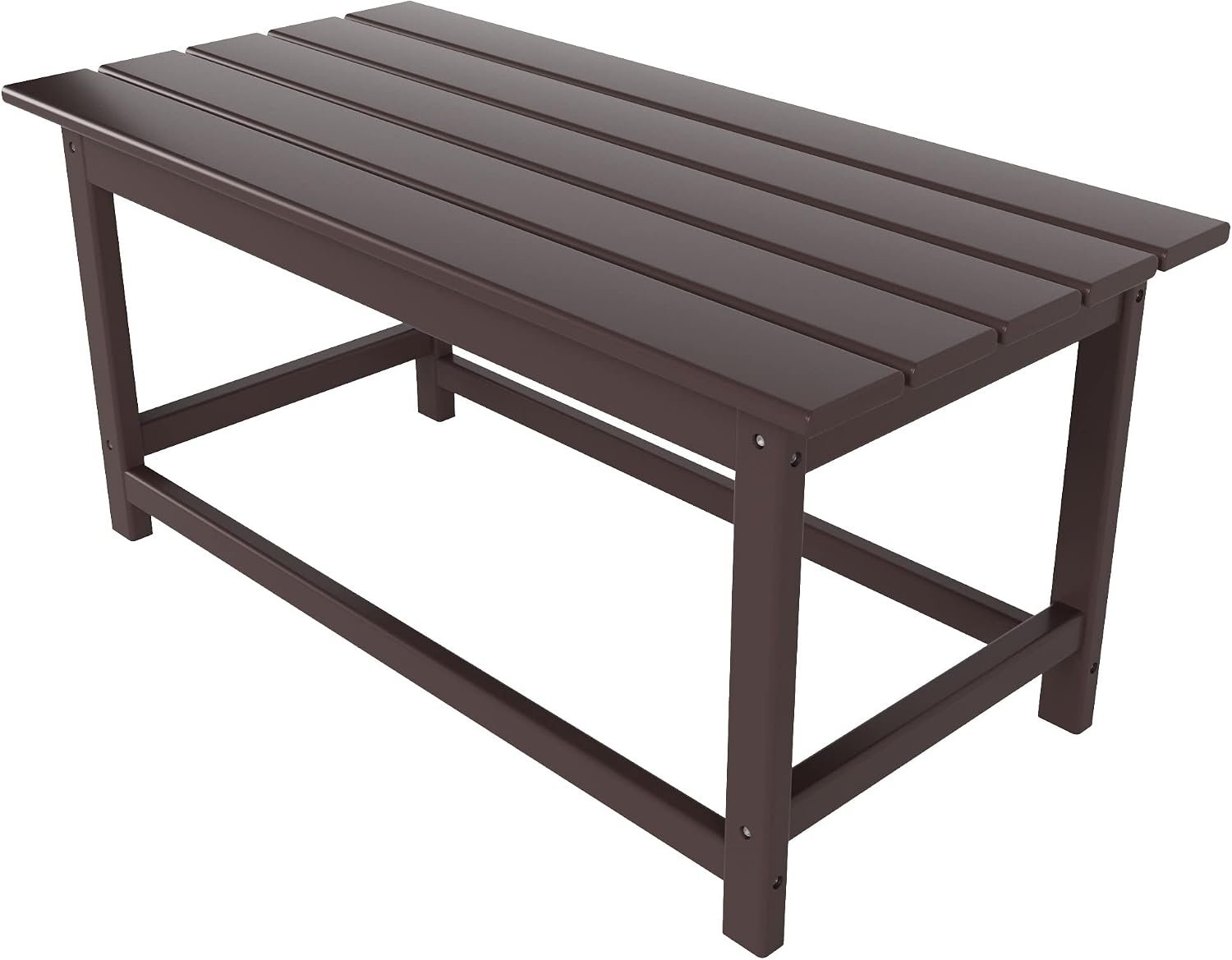 WO Home Furniture HDPE Outdoor Coffee Table, 36″ L x 32.5″ W x 16.2″ H, Rectangle Patio Coffee Table, Weather Resistant Coffee Table for Backyard, Deck and Garden, Dark Brown