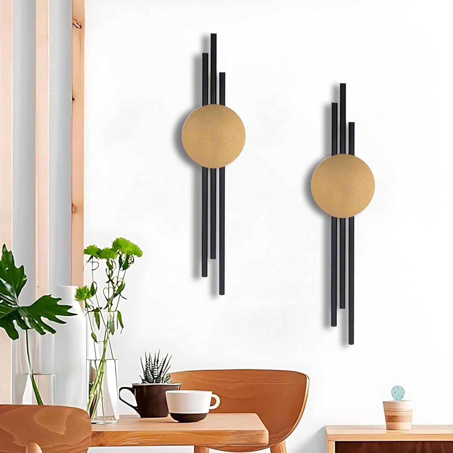 3D Large Metal Wall Art – Decor for Living Room (Set of 2, 23.5″ x 6.7″) | Decor for Entryway & Hallway & Dining Room, Black And Gold