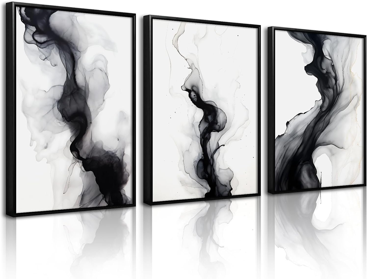 Black White Abstract Wall Art Decor Set of 3 Modern Wall Art Minimalist Canvas Wall Decor Black White Abstract Prints Modern Pictures Minimalist Artwork for Living Room Bedroom 16×24 Inch Unframed