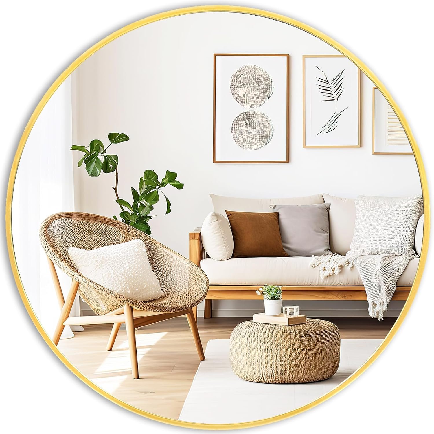 Round Gold Mirror for Wall – 20 Inch Circle Mirror for Bathroom, Living Room Decor, Metal Golden Framed Small Circular Mirror
