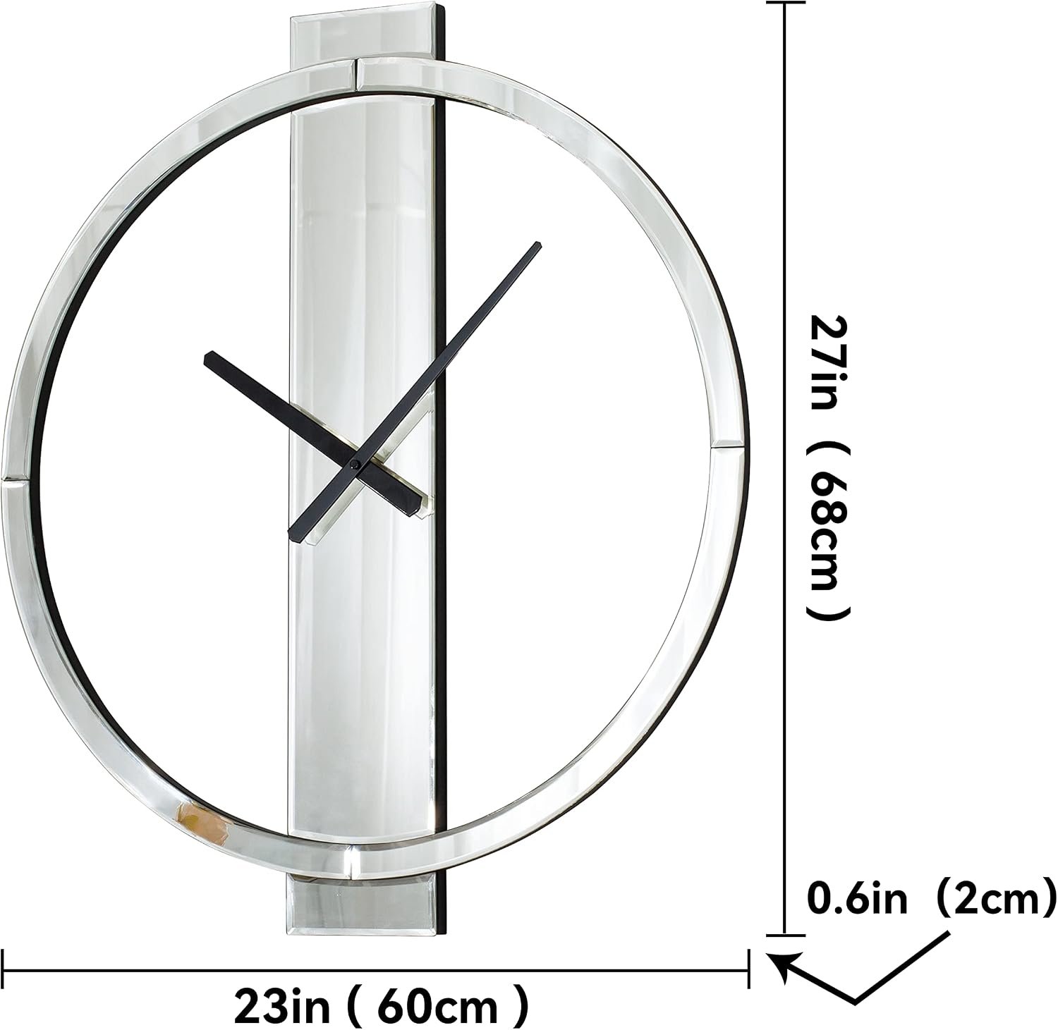 SHYFOY Wall Clock, 23″ Decorative Large Clock for Living Room Decor | All Mirror Glass Finish, Modern Clock for Wall, Round Wall Decor for Office Bedroom Fireplace