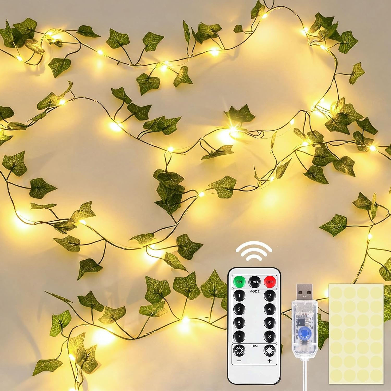 DomeStar 40 FT 120 LED Fairy Lights with Vines, Vines with Light, Curtain | Bedroom, String Lights with Remote for Dorm, Wedding, Party, Wall, Indoor, Outdoor Holiday Home Decor