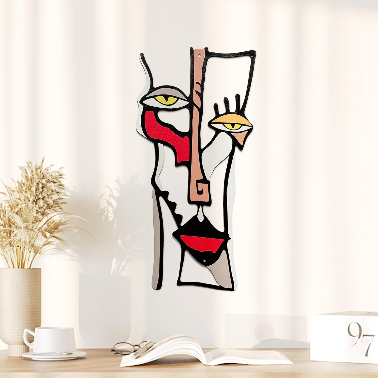 97 Decor Metal Wall Art, Picasso Abstract Sculpture for Living Room | Mid century modern metal wall decor, abstract sculpture, living room, bedroom and bathroom, 1 piece, medium