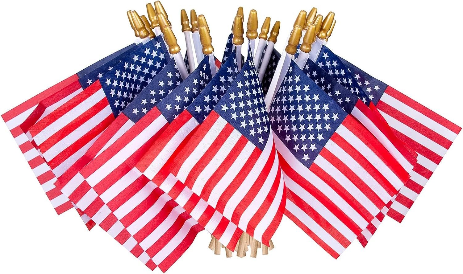 HOOSUN 12 Pcs Small American Flags On Stick,4th of July Decorations Small USA Flag On Stick,Mini 4”x6” American Flags for Outside,Fourth of July Flag for Yard Lawn,Patriotic Memorial Day Decorations