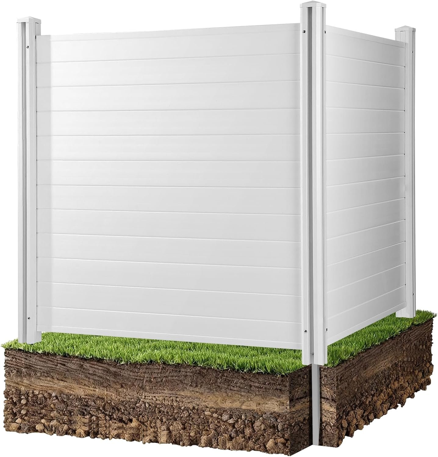 VEVOR Outdoor Privacy Screens, 50″ W x 50″ H Air Conditioner Fence, Pool Equipment Enclosure, Horizontal Vinyl Privacy Fence, Perfect to Enclose Trash Can and A/C Units (2-Panel)