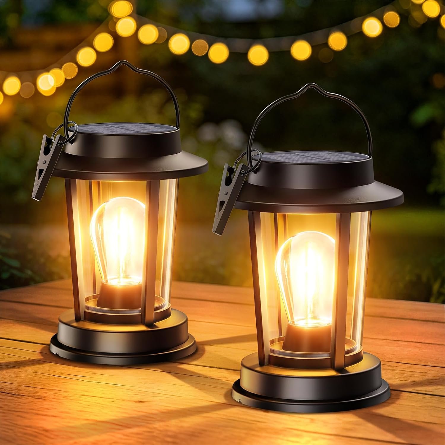Solar Lanterns Outdoor Waterproof, Bright Hanging Solar Lights for Outside, Upgraded Lanterns Solar Powered Lighting for Garden Patio Porch Tree Decor (Warm Light, 2 Pack)