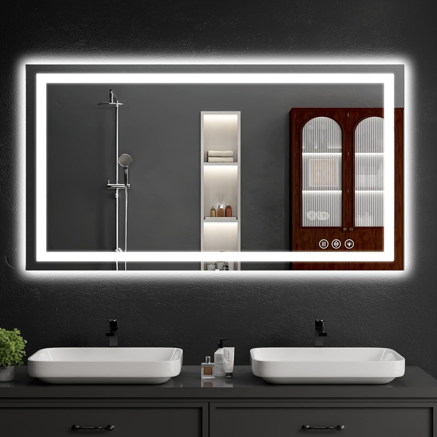 30″x48″ LED Bathroom Mirror with Lights | Dimmable，Anti-Fog，Bathroom Vanity Mirror for Wall, Backlit + Front Lit, Memory Function, Shatter-Proof, Tempered Glass