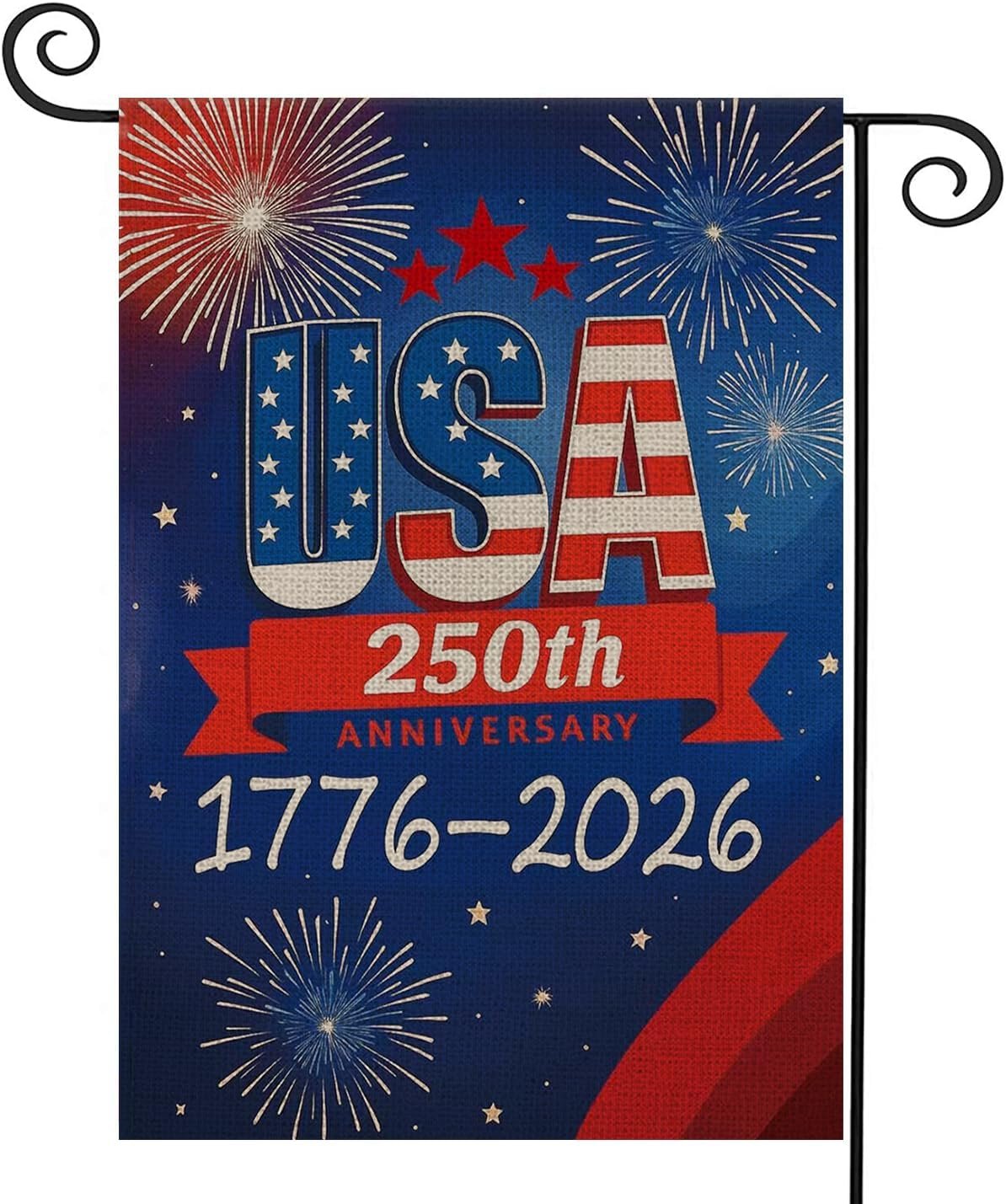 250 Anniversary Usa Garden Flags for Outside, 250 Anniversary USA Flag with Fireworks Design, 1776-2026 Patriotic 4th of July Decorations Yard Sign Double-Sided Waterproof House Flag 12×18 Inch 250 Year American Flag