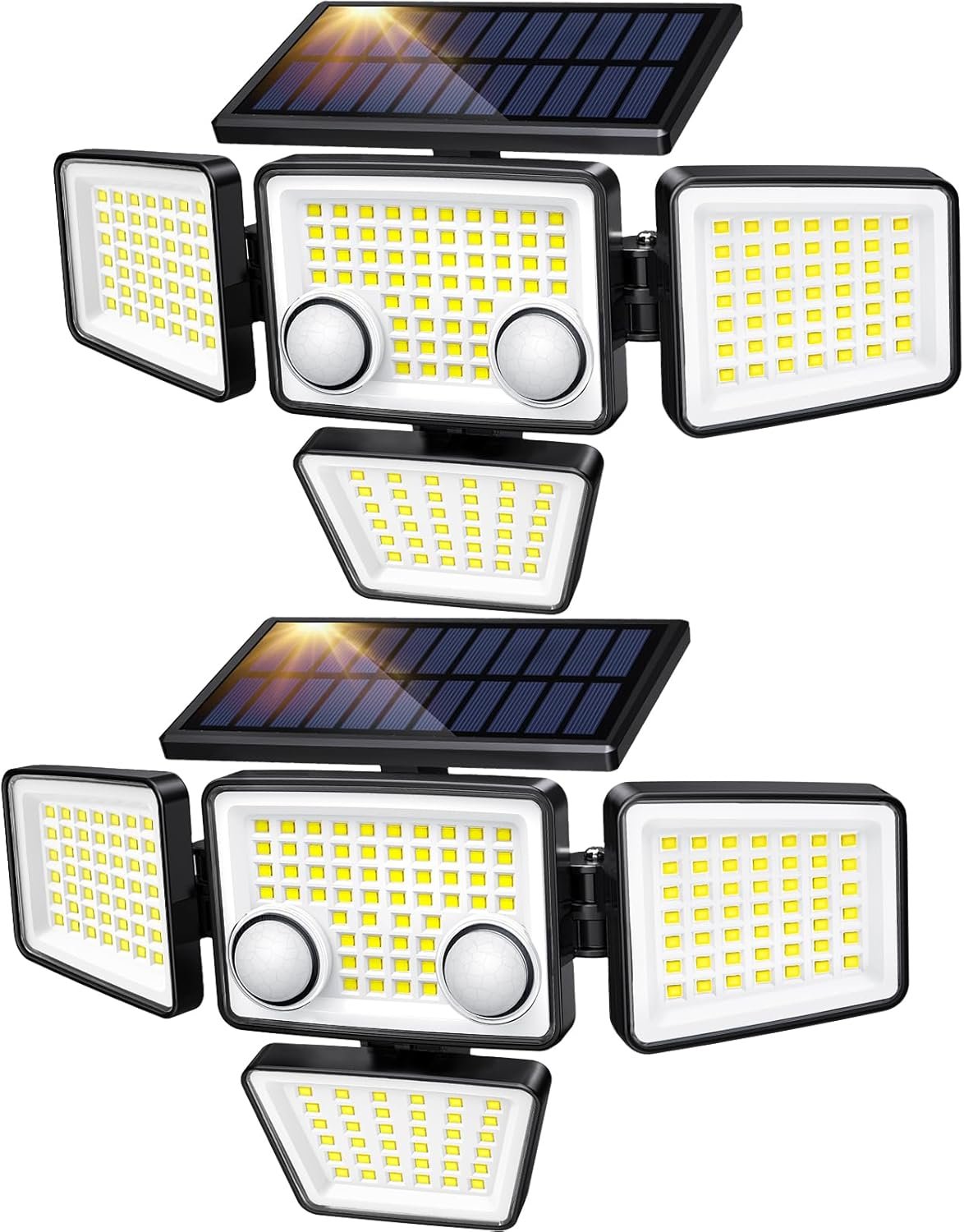 LYWALT Solar Outdoor Lights – 3000LM 188 LED Motion Sensor Outdoor Lights, 4 Heads Security Light,IP65 Waterproof, Easy Install,270°Wide Angle Flood Wall Light with 3 Modes for Backyard Yard