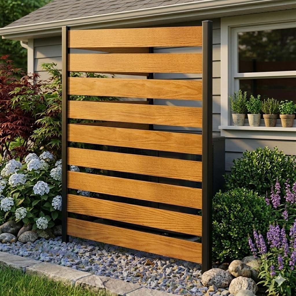 60″ H x 38″ W Air Conditioner Fence Outdoor Privacy Fence Screen, | Pool Equipment Enclosure, Trash Can Enclosure, Wood Screen Panels for Backyard Outside