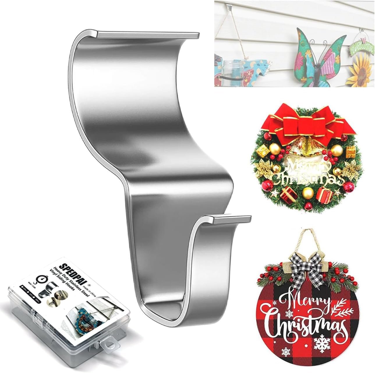 Vinyl Siding Hooks for Hanging Outdoor Decorations,Heavy Duty Wall Hook for Hanging halloween decorations,Garden Flags,Christmas Wreaths,Lights,vinyl siding hangers for Fall Outdoor Decor porch(10)