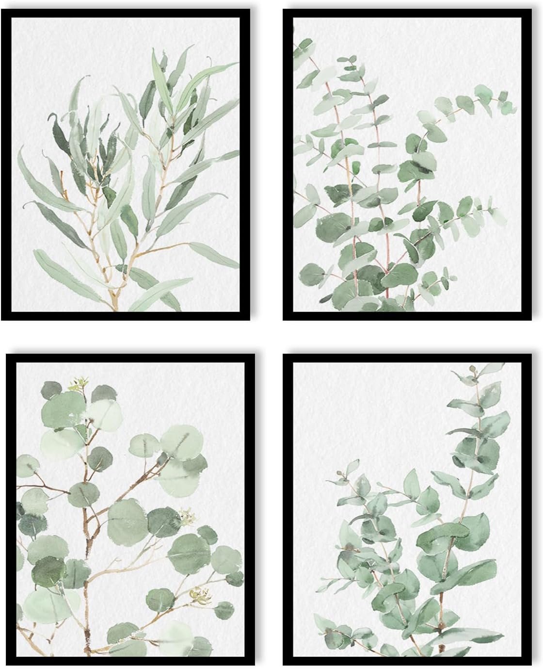 Botanical Prints Wall Art Framed, Sage Green, Plant Pictures, 8″x10″x4 | Modern Farmhouse Wall Decor, Boho Wall Art for Bathroom Bedroom