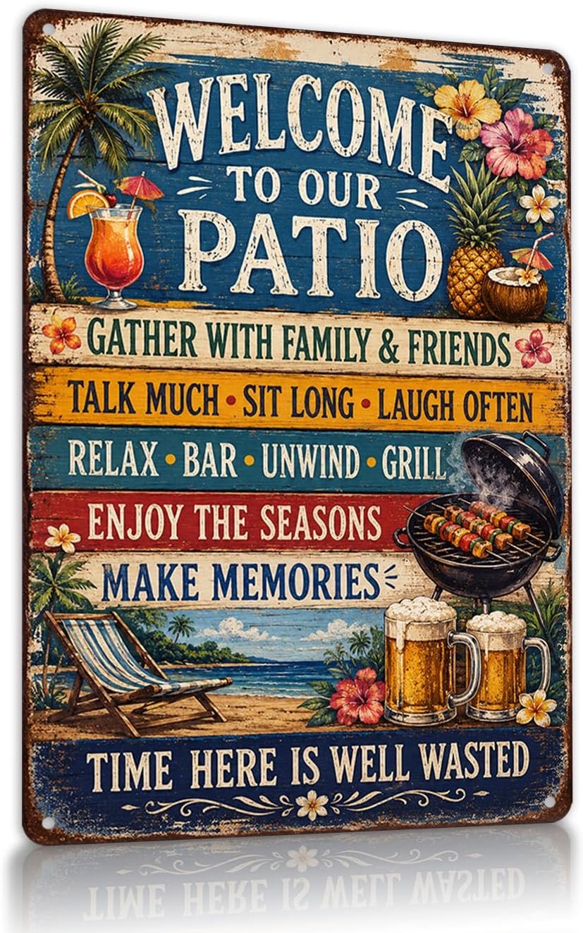 Patio Decor Sign Welcome to Our Patio Vintage Patio Wall Art
