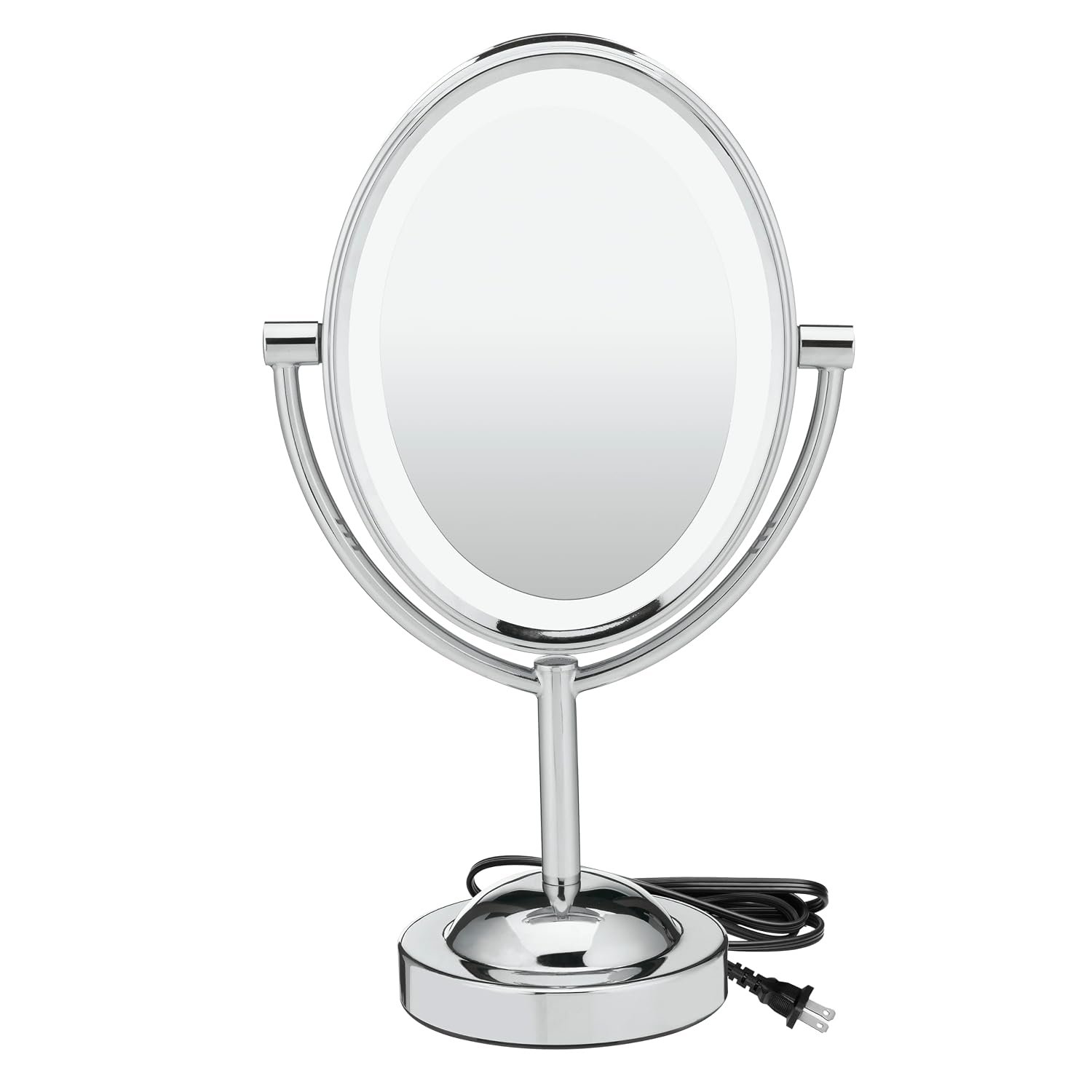 Conair Lighted Makeup Mirror, LED Vanity Mirror, 1X/7X Magnifying Mirror, Double Sided, Corded in Polished Chrome