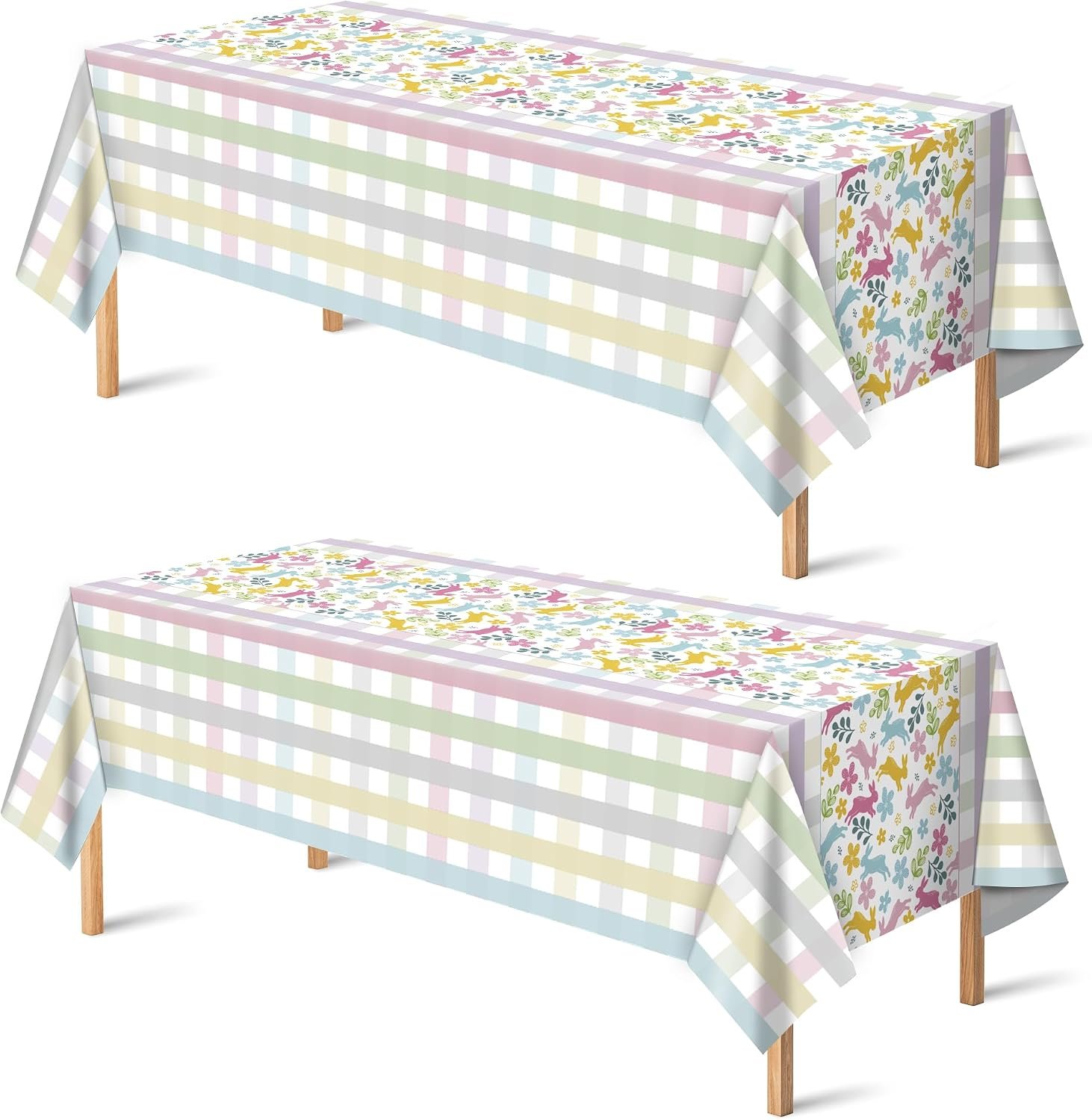 OHOME Easter Decorations – Rabbit Eggs Disposable Plastic Tablecloth Rectangular | Easter Party Decorations Supplies Favors Indoor Outdoor – Spring Holiday Backdrop Banner Table Cover for Home Kitchen
