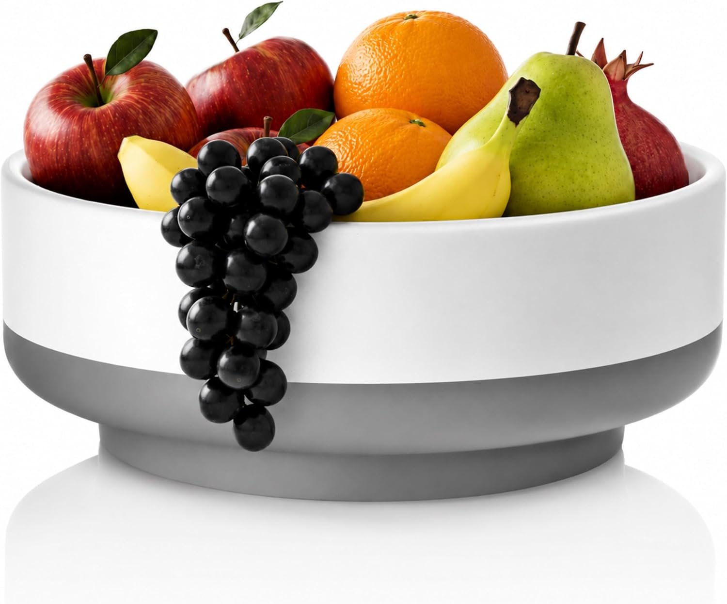 Concrete Fruit Bowl for Kitchen Counter – Modern Two-Tone Stone Centerpiece with Wide Stable Base, Large Decorative Cement Bowl for Entryway Table, Coffee Table Decor, Key Bowl,11 Inch