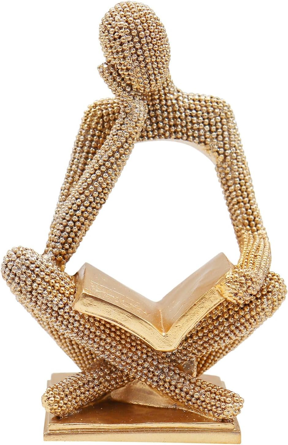 Sparkling Gold Reading Women Statue, Thinker Sculptures, Abstract Art Ornament, Modern Aesthetic Figurine Decoration for Home Living Room Bedroom Office Shelf Table Desk Bookshelf Decor