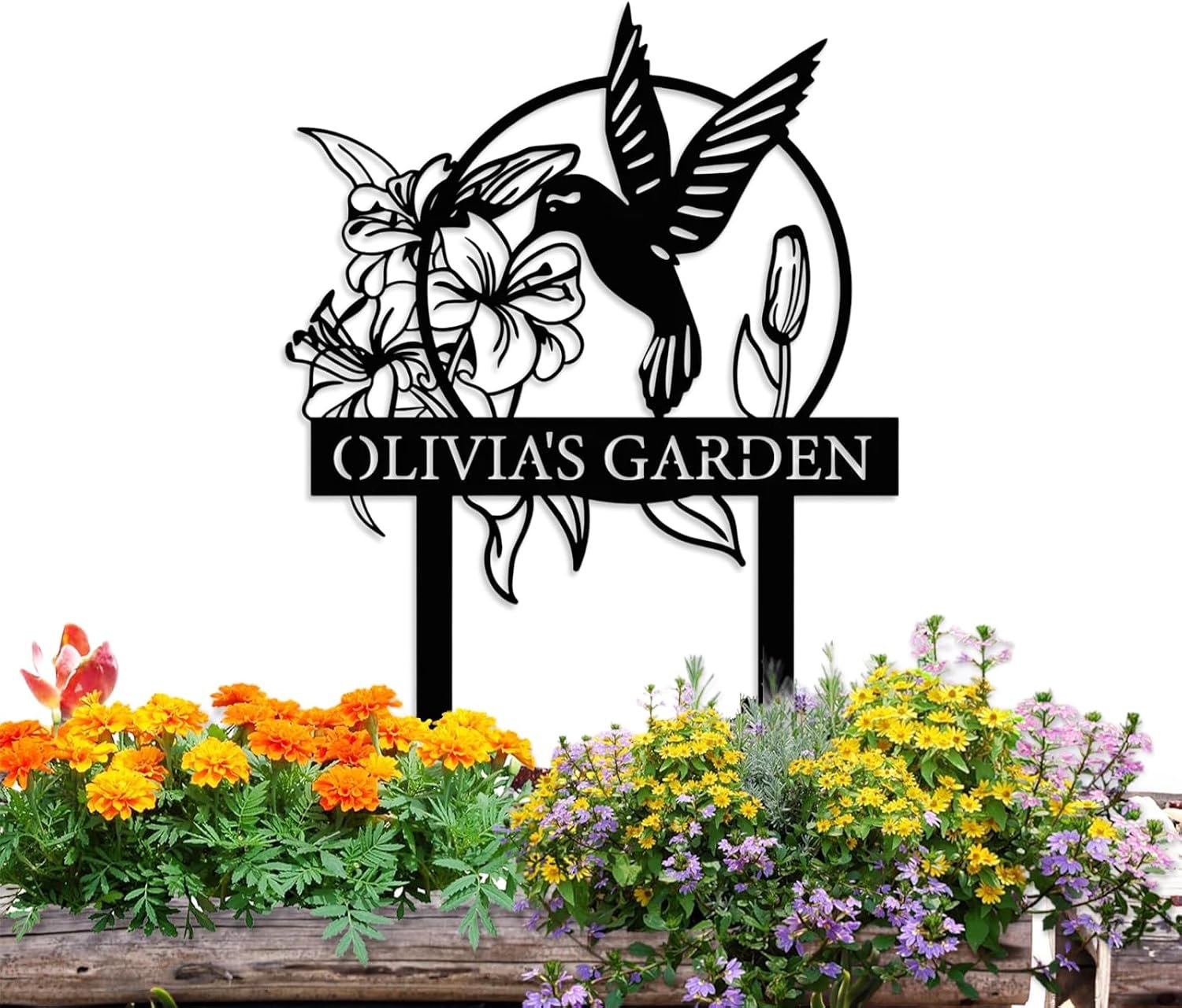 Personalized Garden Signs | Garden Stake Metal Sign | Custom Garden Sign | Customized Bird Garden Name Sign Yard Sign| Garden Signs Decorative Outdoor | Personalized Camping Gifts