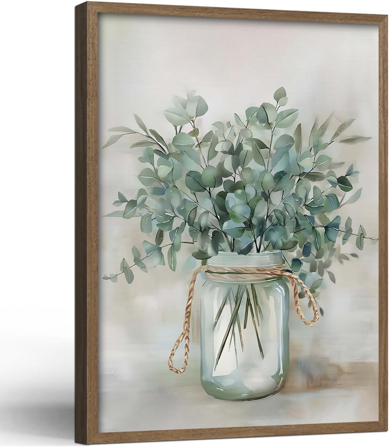 Framed Rustic Botanical Canvas Wall Art Greenery Gallery Decor 24X16 Inch | Ready to Hang Country Cottage Aesthetic Painting Prints Picture Artwork Living Room Bedroom Office Apartment Dormitory