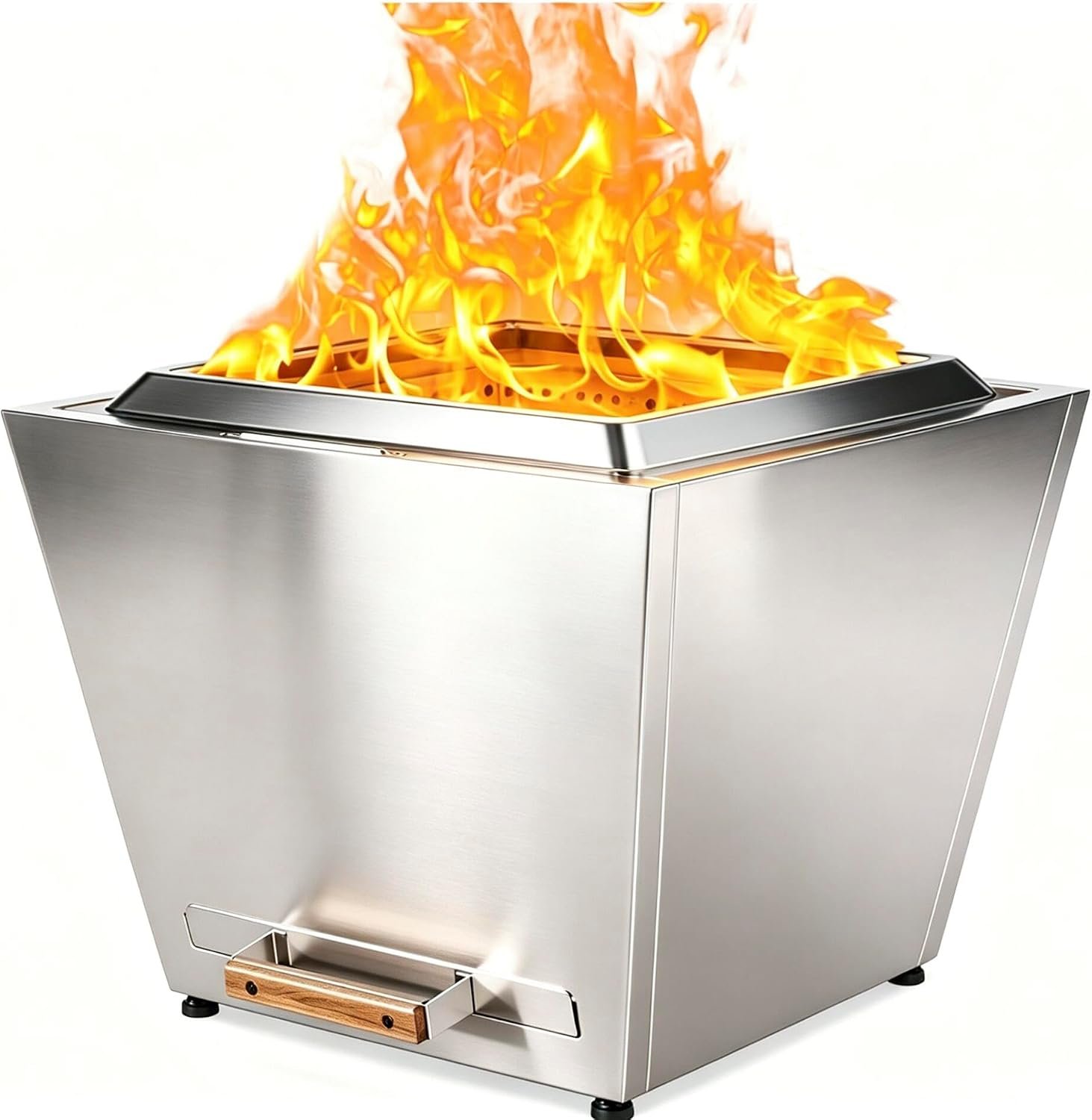 Smokeless Fire Pit, Portable Outdoor Firepits 35 inch, Pellet Fire Pits for Outside Wood Burning Carry Handle for Backyard Patio Camping Bonfire, Stainless Steel, Ideal for 6+ People, Sliver
