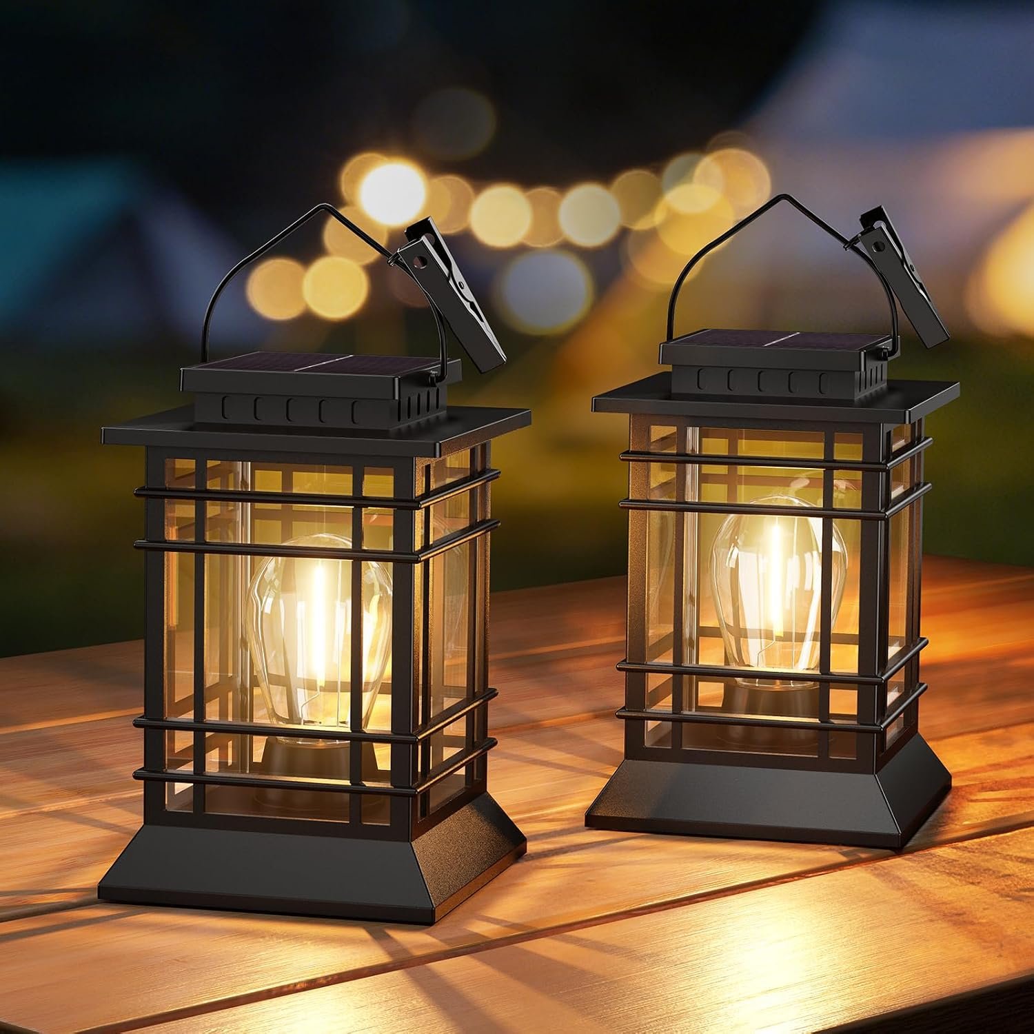 Solar Lanterns Outdoor Waterproof, Hanging Solar Lights for Outside 2 Pack | Auto Dusk-to-Dawn, Bright LED Lighting, Over 12H Runtime, IP65 Waterproof for Garden Patio Yard Table Porch Fence Tree Decor