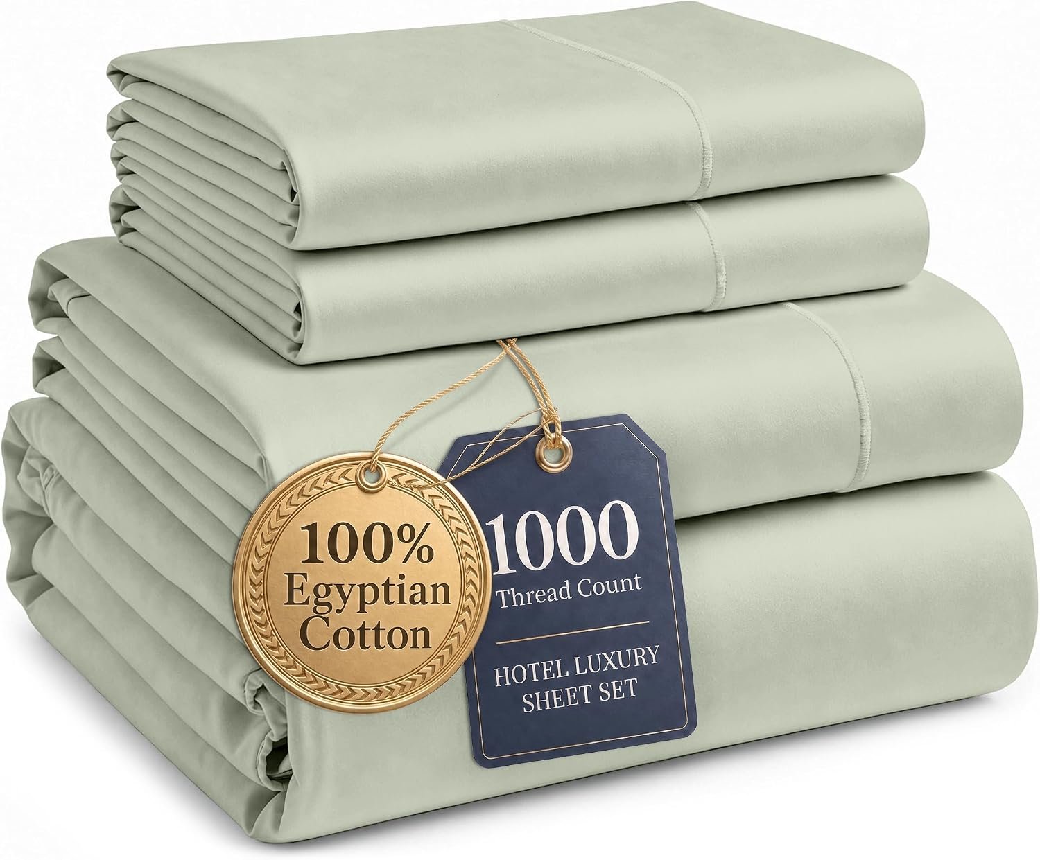 LANE LINEN King Bed Sheets 1000 Thread Count 100% Egyptian Cotton – Mineral | Deep Pocket King Sheet Set – 4-Piece Set, 16″ Deep-Pocket Snug Fit, Elevates A Master Suite, Softer With Every Wash