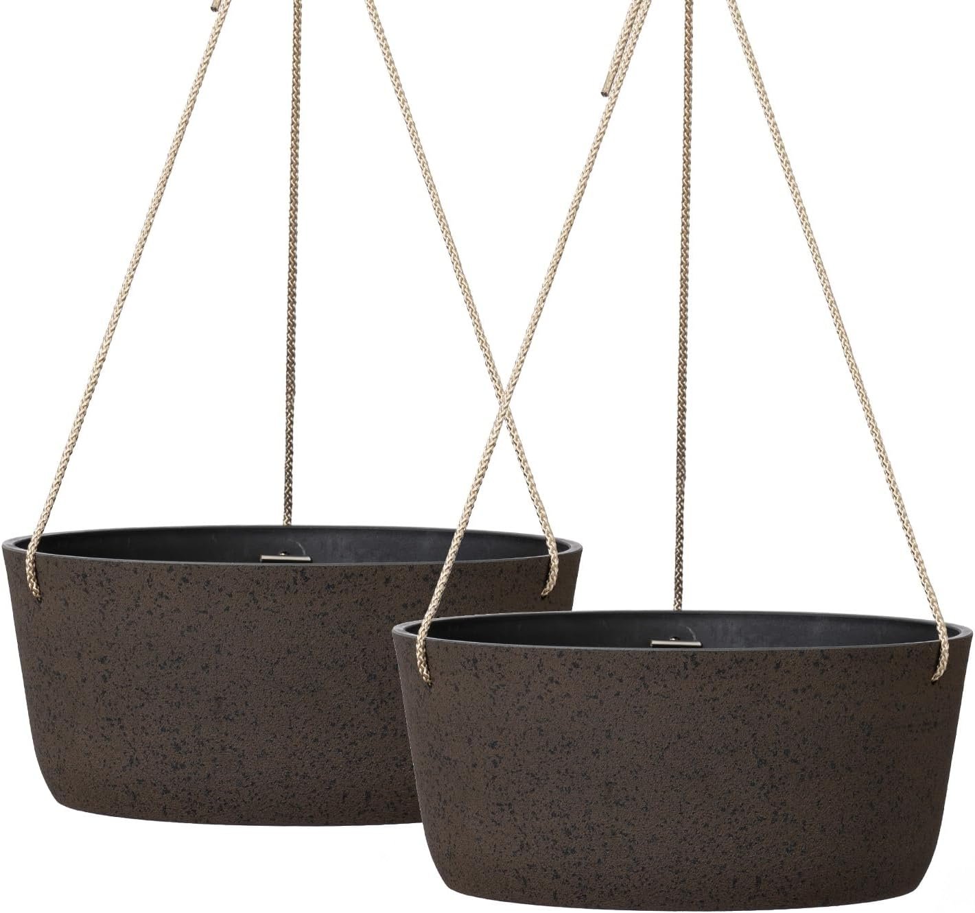 La Jolie Maison Large Hanging Planters for Outdoor Plants, Set of 2 12 Inch | Iron Finish, Hanging Flower Pots for Outdoor Plants, Decorative Planters with Drainage Holes for Porches, Gardens & Patios