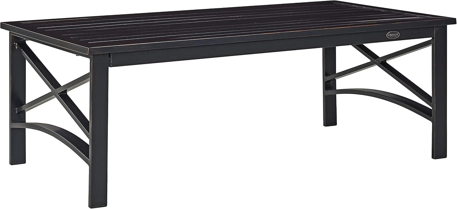 Crosley Furniture Kaplan Weather Resistant Metal Outdoor Coffee Table for Patio, Deck, Porch, Oiled Bronze