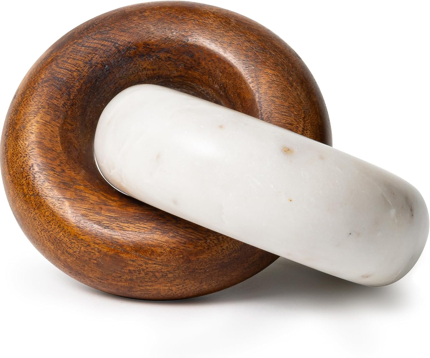 Cork & Mill Marble and Wood Decorative Knot for Shelf or Table Decor | Decorative Object, Coffee Table Centerpiece for Living Room, Handcrafted Accent for Bookcase, Console, Mantel or Entryway