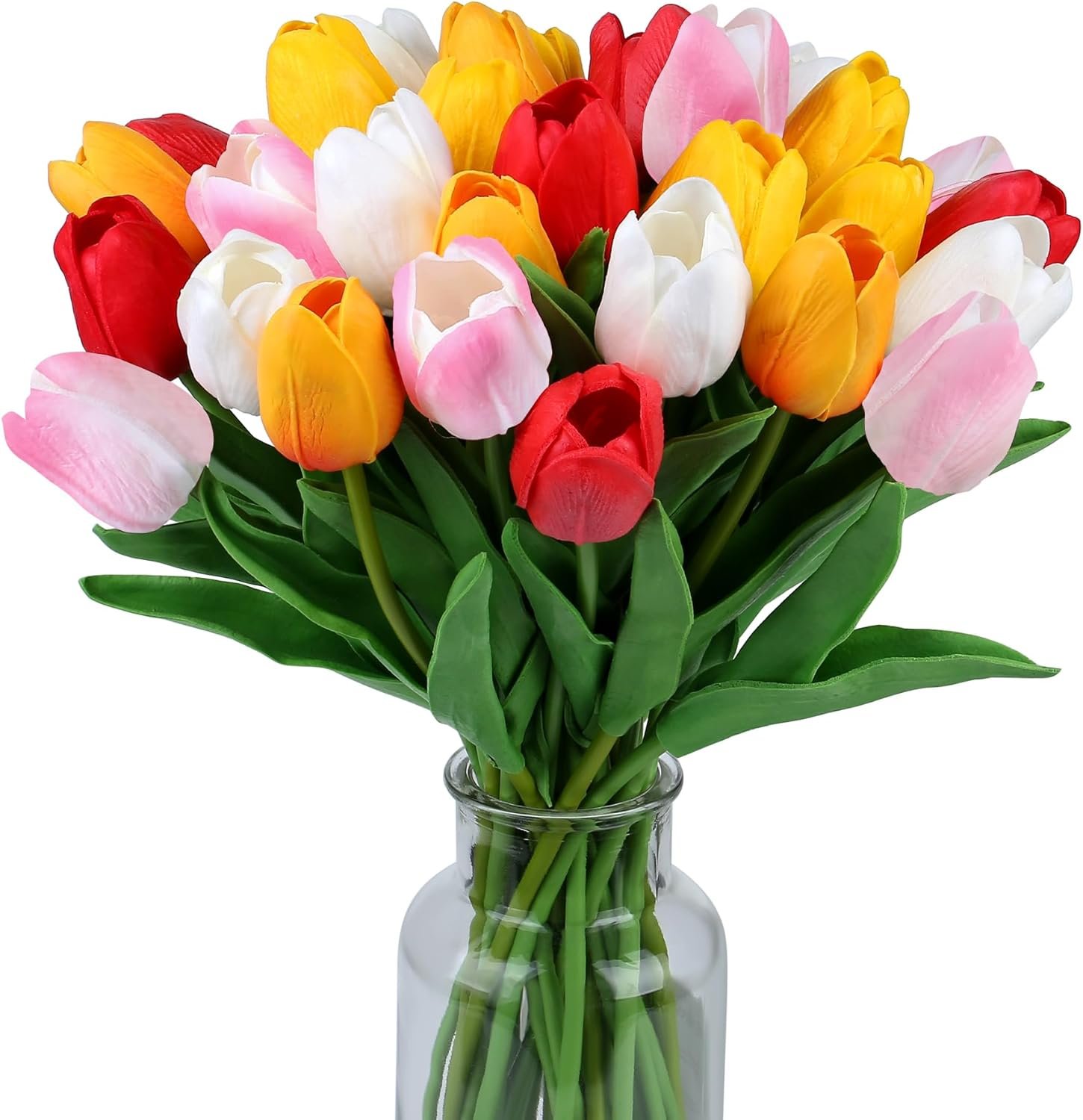 SITUMEIZI Fake Tulips 15pcs Real Touch PU Artificial Flower Assorted Colors | for Spring Kitchen Island and Dining Table Centerpieces, Wedding Bouquets, and Home Decor