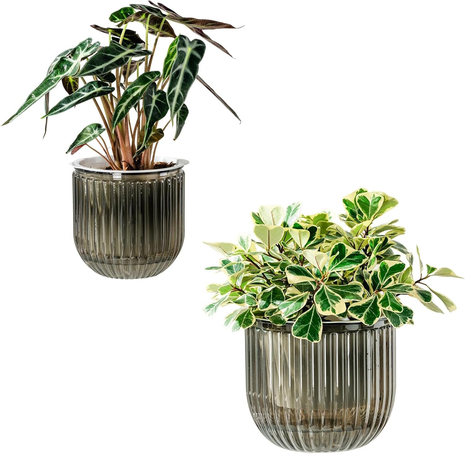 Melphoe Self Watering Pots for Indoor Plants Planter, 8.3/5.3 Inch 2 Pack Planters Self Watering Plant Pots for Flower, Houseplants, Succulent, African Violets and Cactus with Drainage