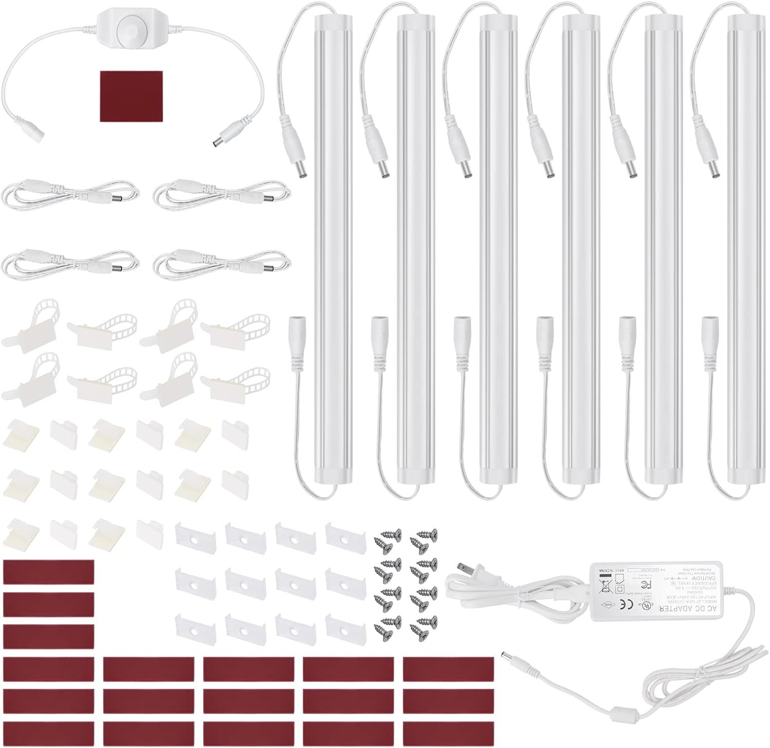 Under Cabinet LED Lighting Kit, Super Bright, 6 PCS 12” Slim Light Bars, 31W 2000 Lumen, Dimmable, Plug or Wired Power Adapter, for Kitchen Cabinets Counter Shelf Workbench (Warm White 3000K)
