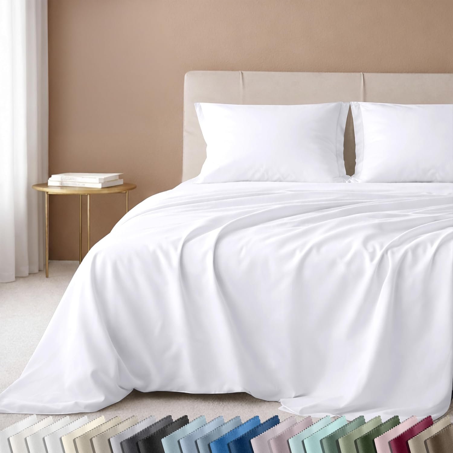 California Design Den Luxury 600 Thread Count King Size Sheets Set, White | 100% Cotton Sateen Backed by Good Housekeeping Seal, Soft & Smooth, 16″ Deep Pocket, All-Around Elastic, Durable, Easy Care