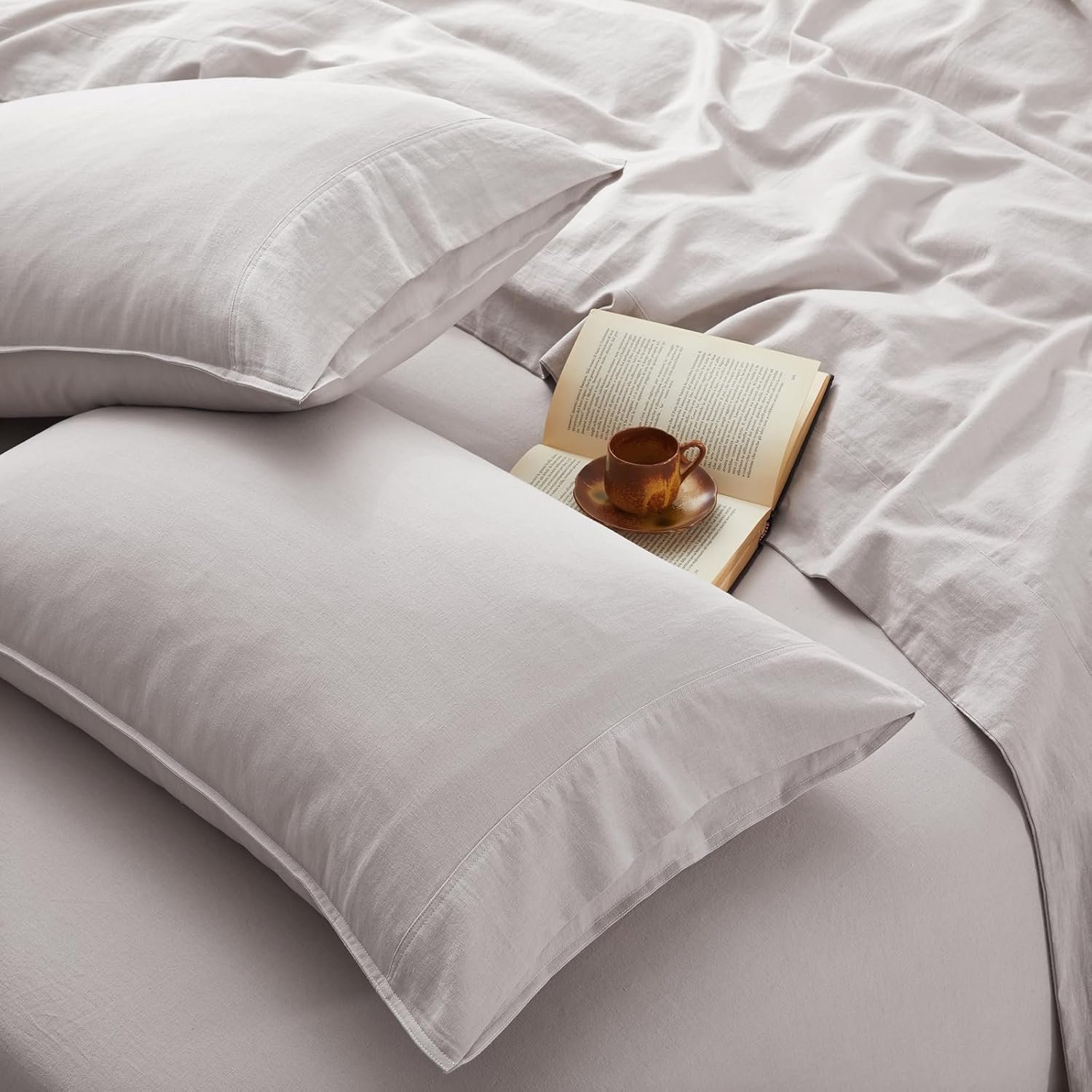 100% Organic Linen Sheets King Size Set Bed Sheets for Hot Sleepers | French Flax from Normandy, 4Pcs Breathable & Durable Natural Linen Sheet Set with 16 Inch Deep Pocket