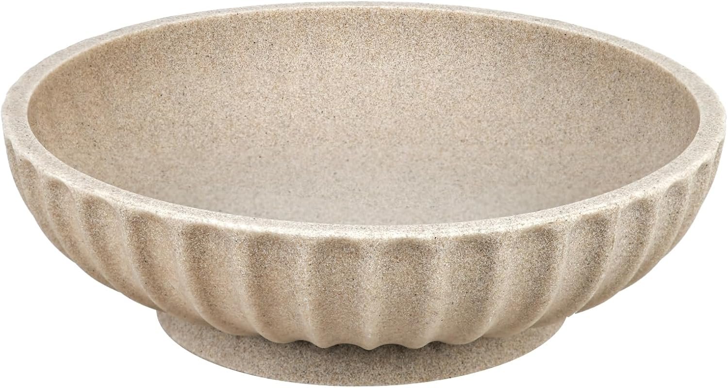Deobath Large Decorative Bowl – Fruit Bowl for Kitchen Counter – Modern Decorative Bowl for Home Decor,Key Bowl for Entryway Table – Artificial Stone Beige
