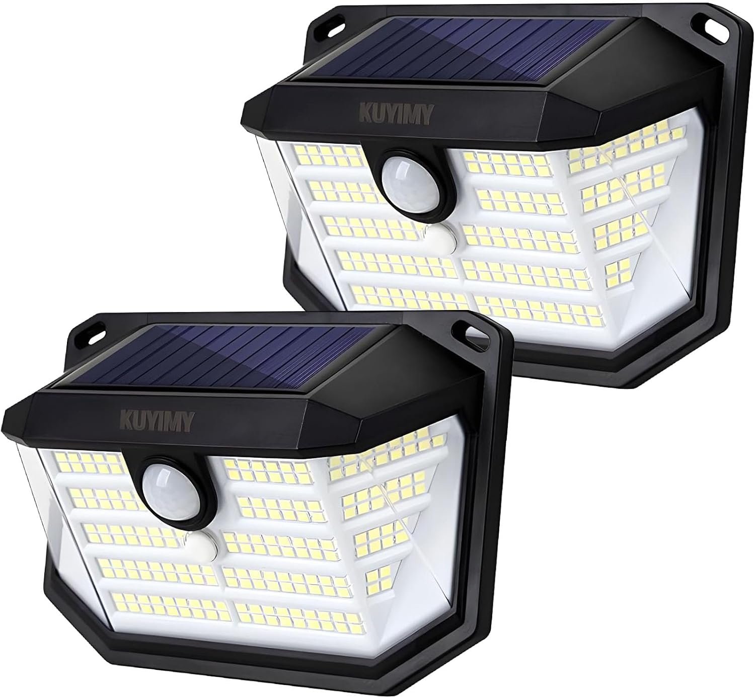 Solar Outdoor Lights, 230 LED with Motion Sensor and 3 Modes, IP65 Waterproof, 270° Wide Angle Light, Easy-to-Install Intelligent Security Wireless Wall Lights for Patio, Garden, Fence(2 Pack)