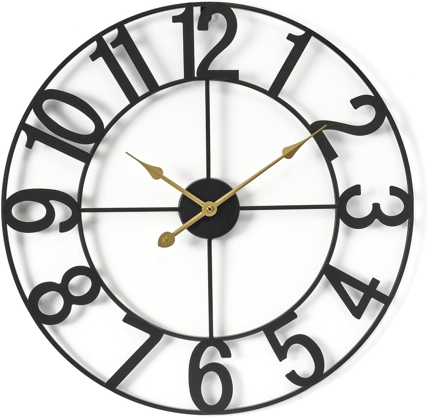 Sorbus Large Wall Clock for Living Room Decor – Wall Clock for Kitchen – 24 inch Big Wall Clock Decorative – Metal Wall Art – Analog Large Clock for Bedroom, Home, Kitchen, Office, Wall Decor (Black)