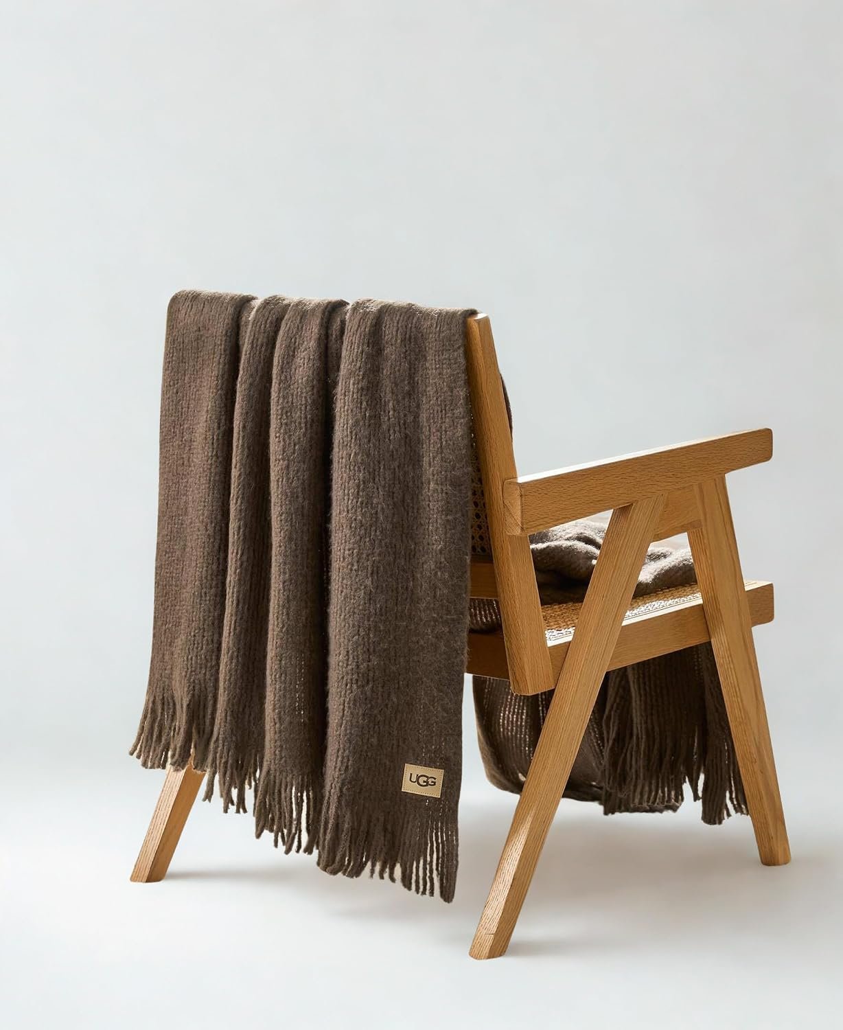 UGG Margot Knit Throw Blanket, Soft Home Decor, 50″ x 70″, Dark Brown | Faux Mohair Texture, Oversized Throw, Living Room and Bedroom Style, Guest Room Use, Easy Everyday Use, Living Room Decor