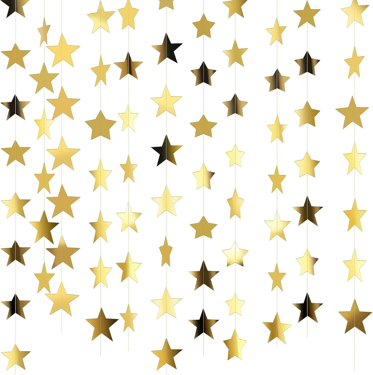 Patelai 130 ft Star Garland Banner Decor,Gold