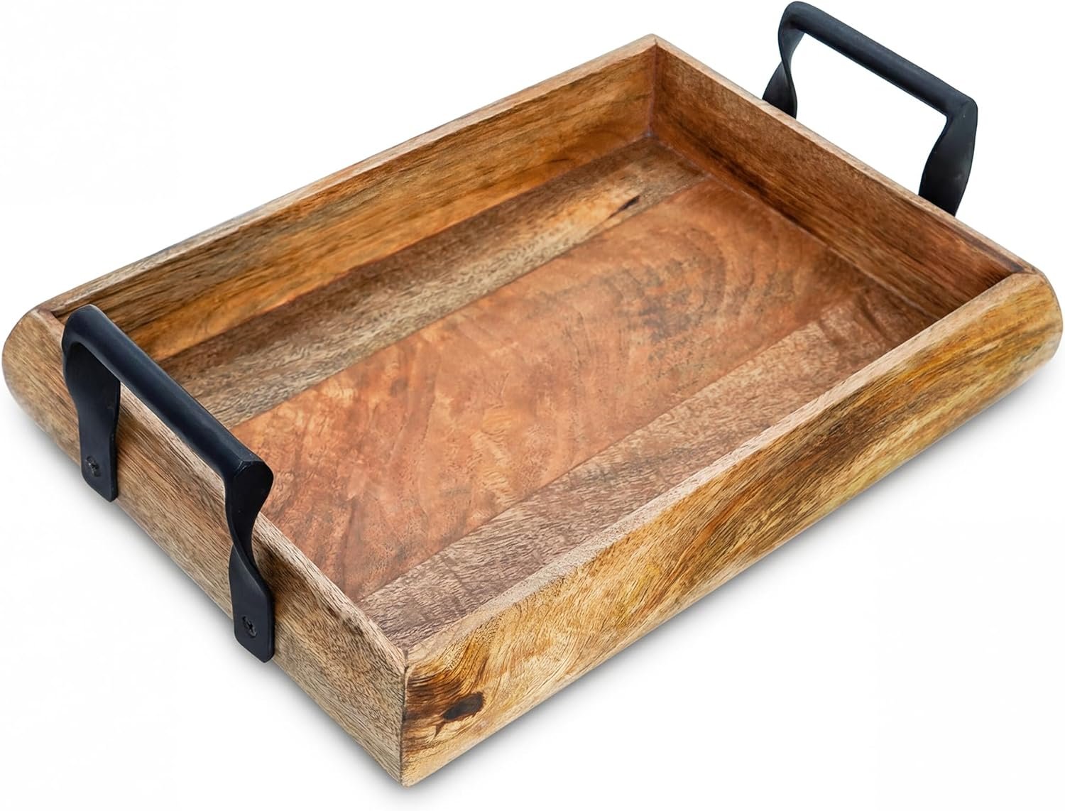 Go Home Acacia Serving Tray – Non-Slip Kitchen Accessories for Daily Use | Durable Large Wooden Serving Tray w/ Handle, Easy-Use Wooden Trays For Food with Timeless Look, Sized for Everyday Needs