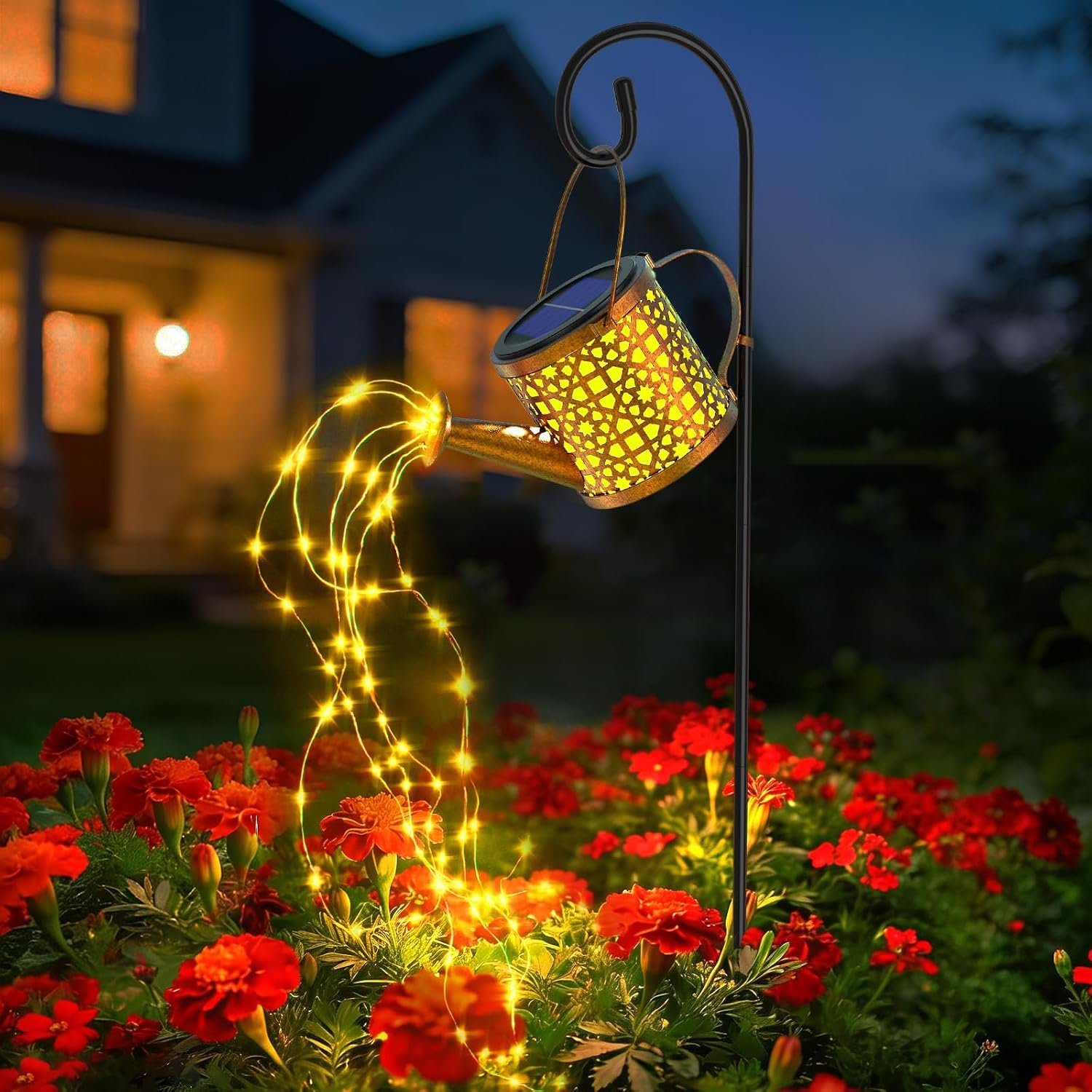 Solar Watering Can Lights Waterproof Outdoor Decorative Garden Decor | Solar Lights Metal Hanging Lights for Outside Patio Pathway Yard Christmas Birthday Gardening Gifts