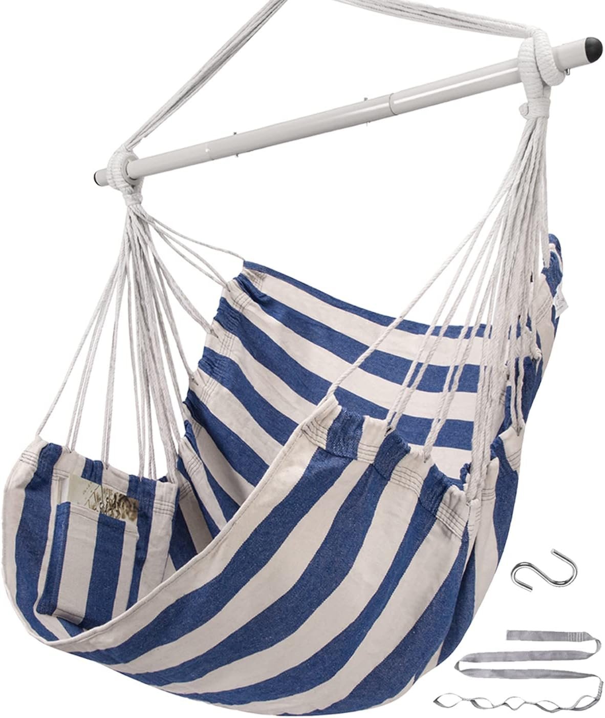 ADVOKAIR Hammock Chair Swing 500lbs Steel Bar Multi-Size Bedroom&Porch | Anti-slip Rings, Adjustable Strap and S-hook, Easy Assembly, Indoor&Outdoor