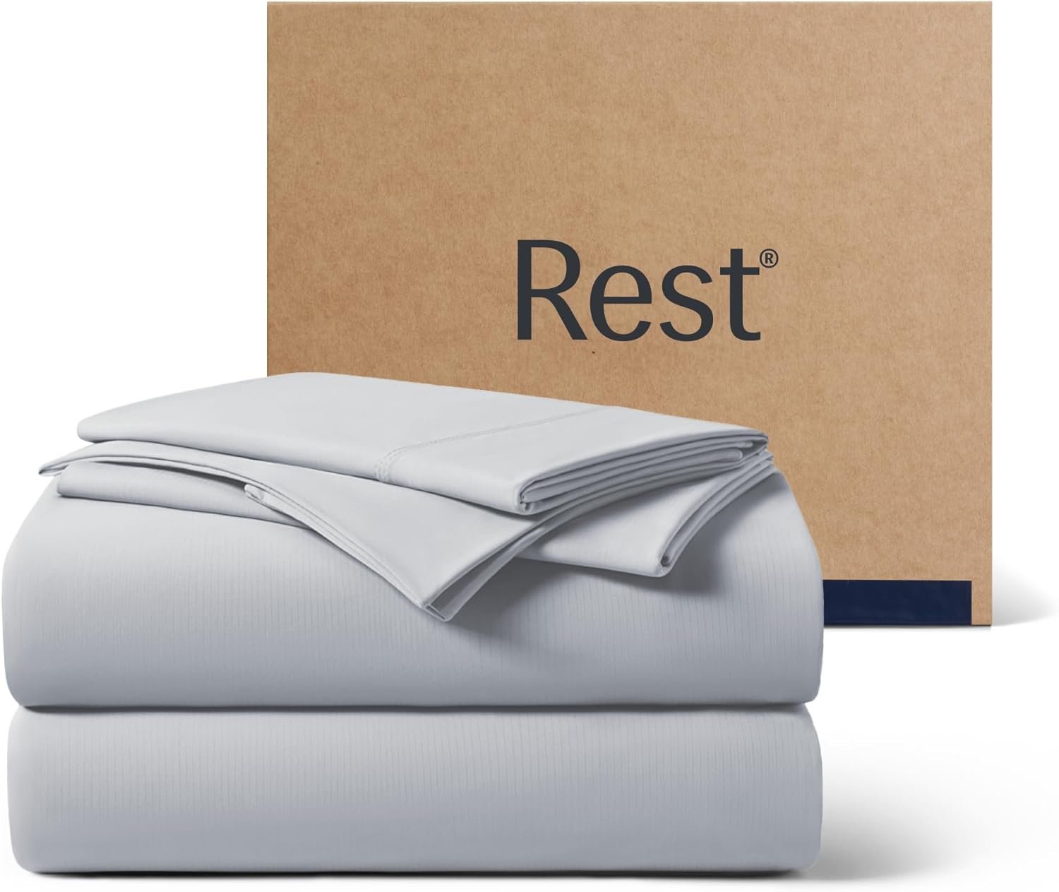 REST® Evercool®+ Cooling Sheet Set for Hot Sleepers, King | Q-Max>0.45 Night Sweat Bed Sheets, Ionic+ Self-Cleaning Silver Yarn for Sensitive Skin – 2 Pillowcases, 1 Fitted/Flat Sheet