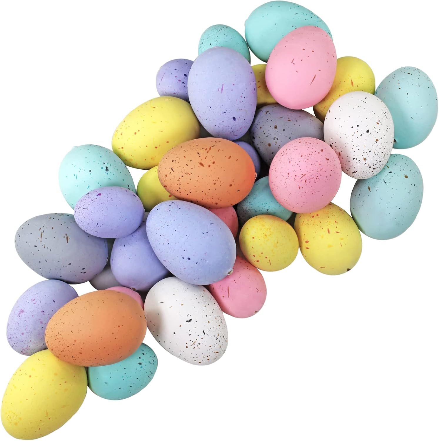 Winlyn 32 Pcs Assorted Faux Foam Speckled Eggs – Decorative Pastel Eggs for DIY Easter Wreath, Centerpiece, Bowl, Basket Fillers, Party Favors, Gifts, Spring, Home, Wedding, Table Decor