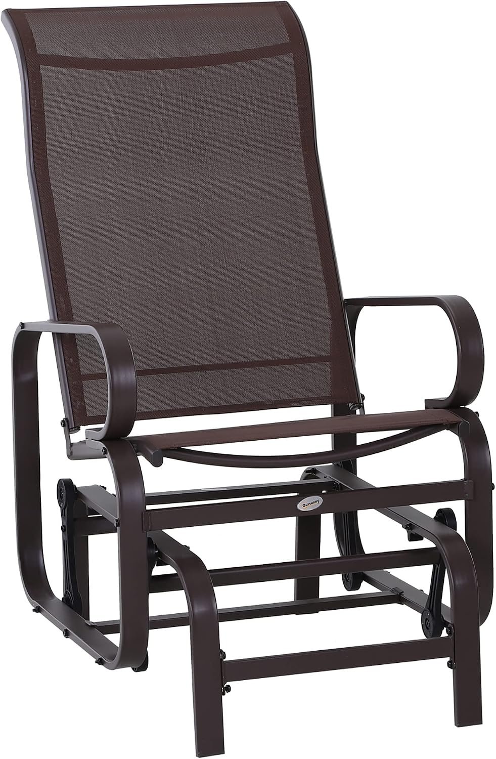 Outsunny Outdoor Glider Chair, Smooth Gliding Mechanism, Brown | Gliders for Outside Patio, Lightweight Construction, Backyard