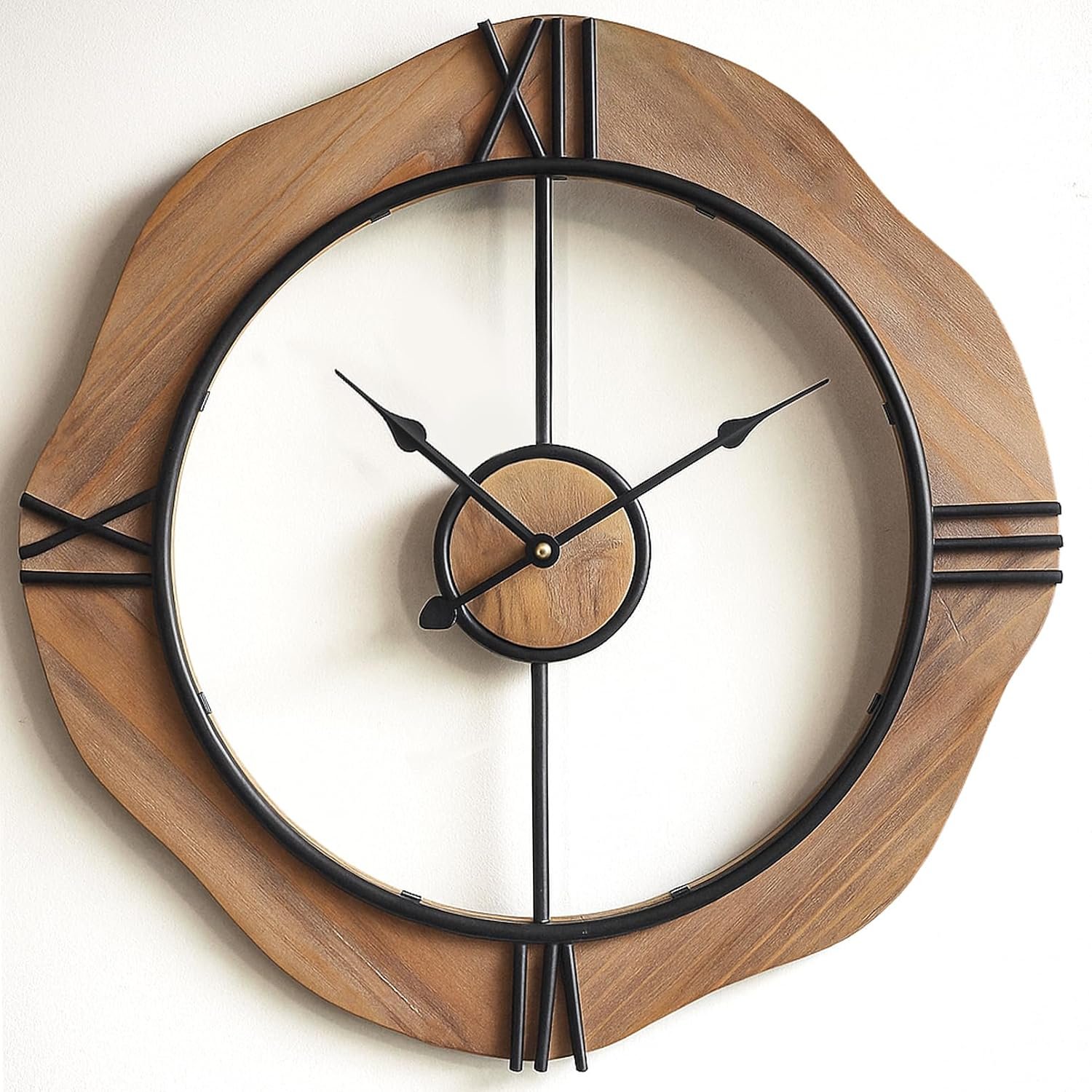 MASHI 20″ Wall Clock for Living Room,Non Ticking Silent Battery Operated | Enjoy a totally silent, non-ticking experience with 1 AA battery power, paired with a 20-inch large easy-to-read clock face.
