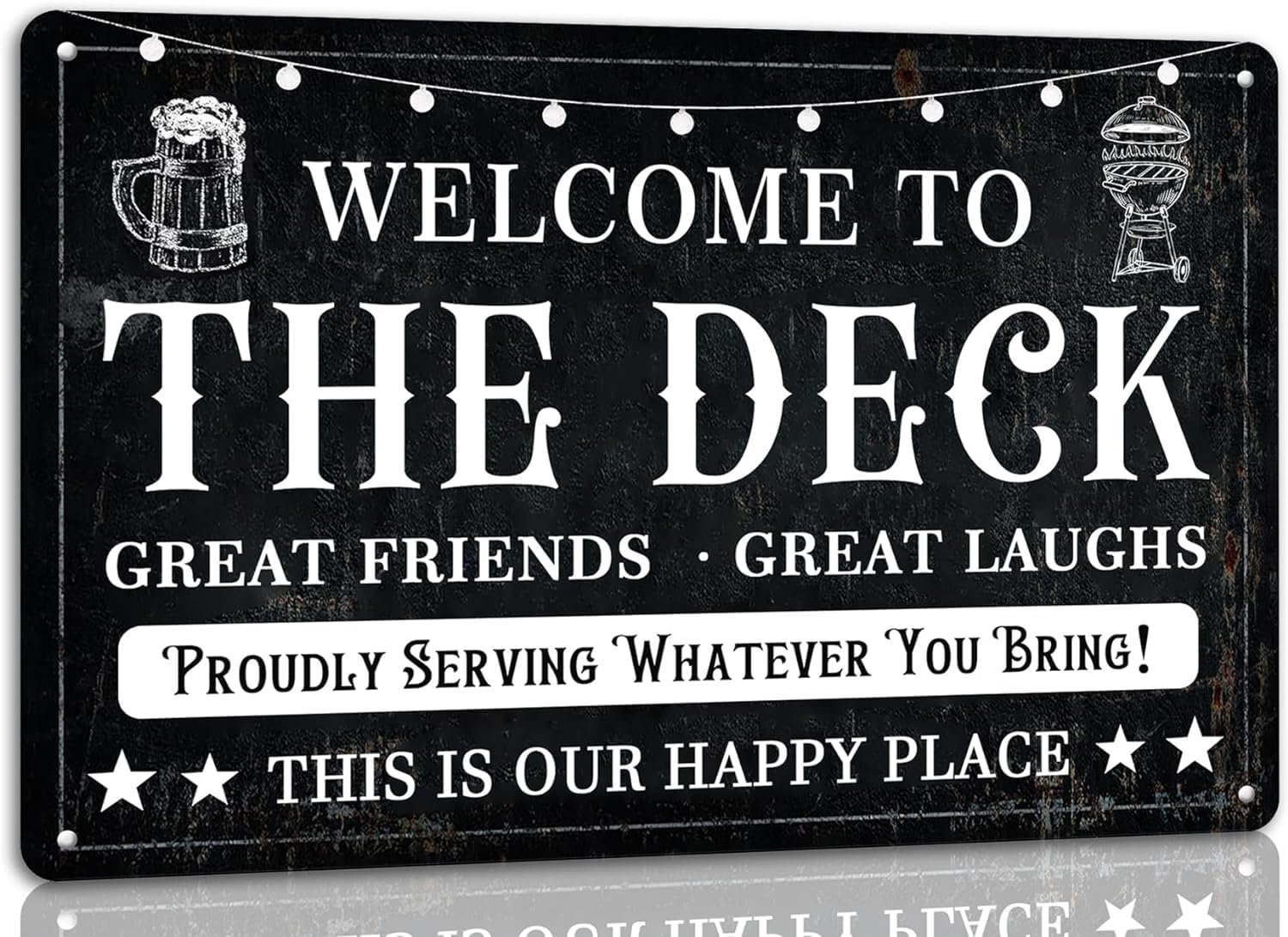Welcome to The Deck Deck Metal Sign Backyard Accessories Decor Outdoor Vintage Metal Aluminum Signs Farmhouse Part Patio Porch Home Wall Decorations 8×12 Inches