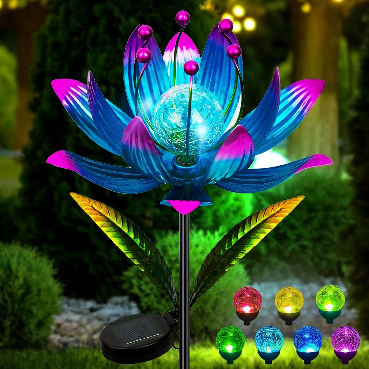 Wind Spinners Outdoor with Stake, Metal Yard Art,38 Inch-Purple | Colorful Solar Light Windmill Decor, Perfect Ornament for Garden, Lawn, Patio & Farmhouse Decoration