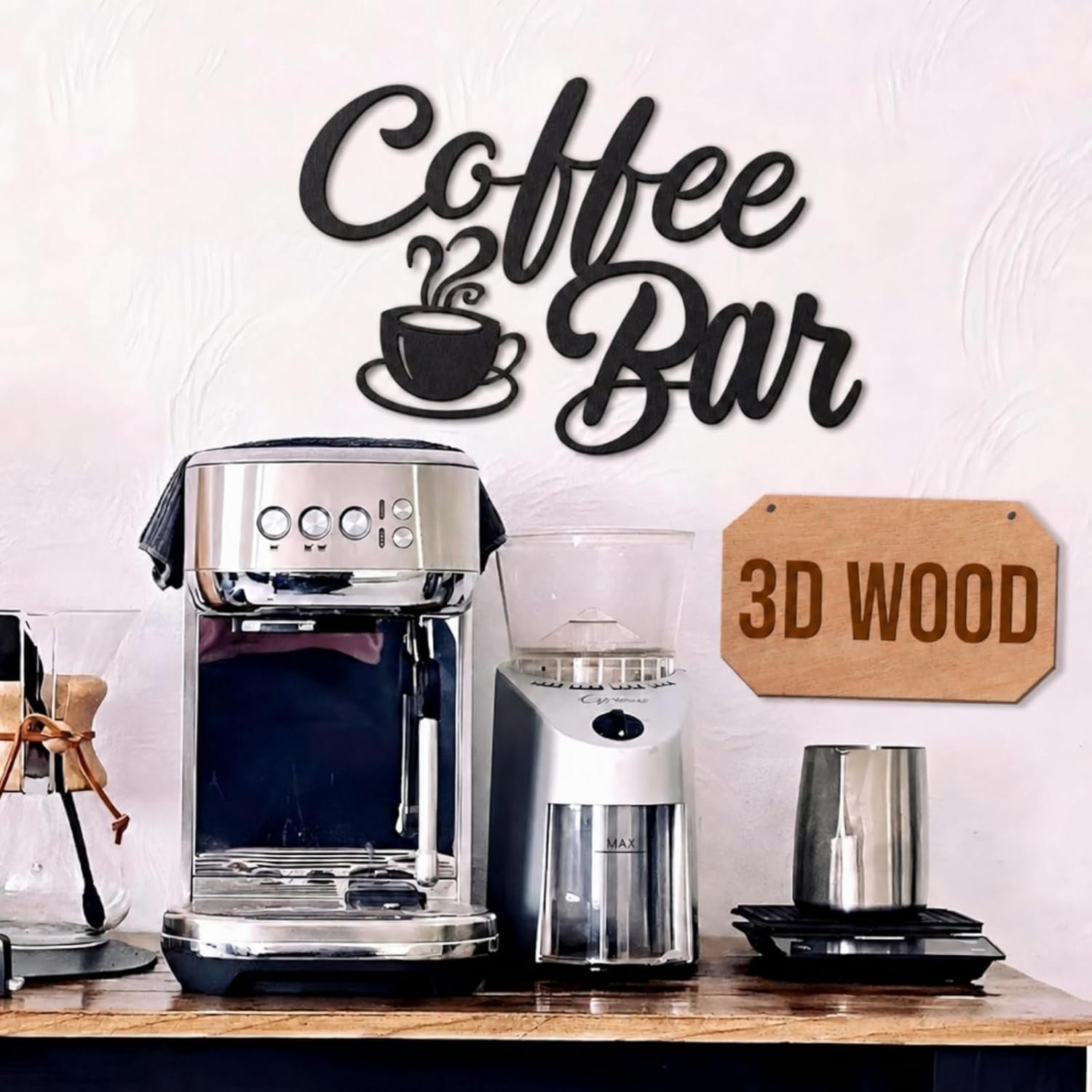 Coffee Bar Sign Metal Wall Decor, Black Wall Art Coffee Bar | Vintage Cafe Decorations for Kitchen Home Bar, Coffee Station Accessories, Retro Hanging Design, Tea Sign Decor