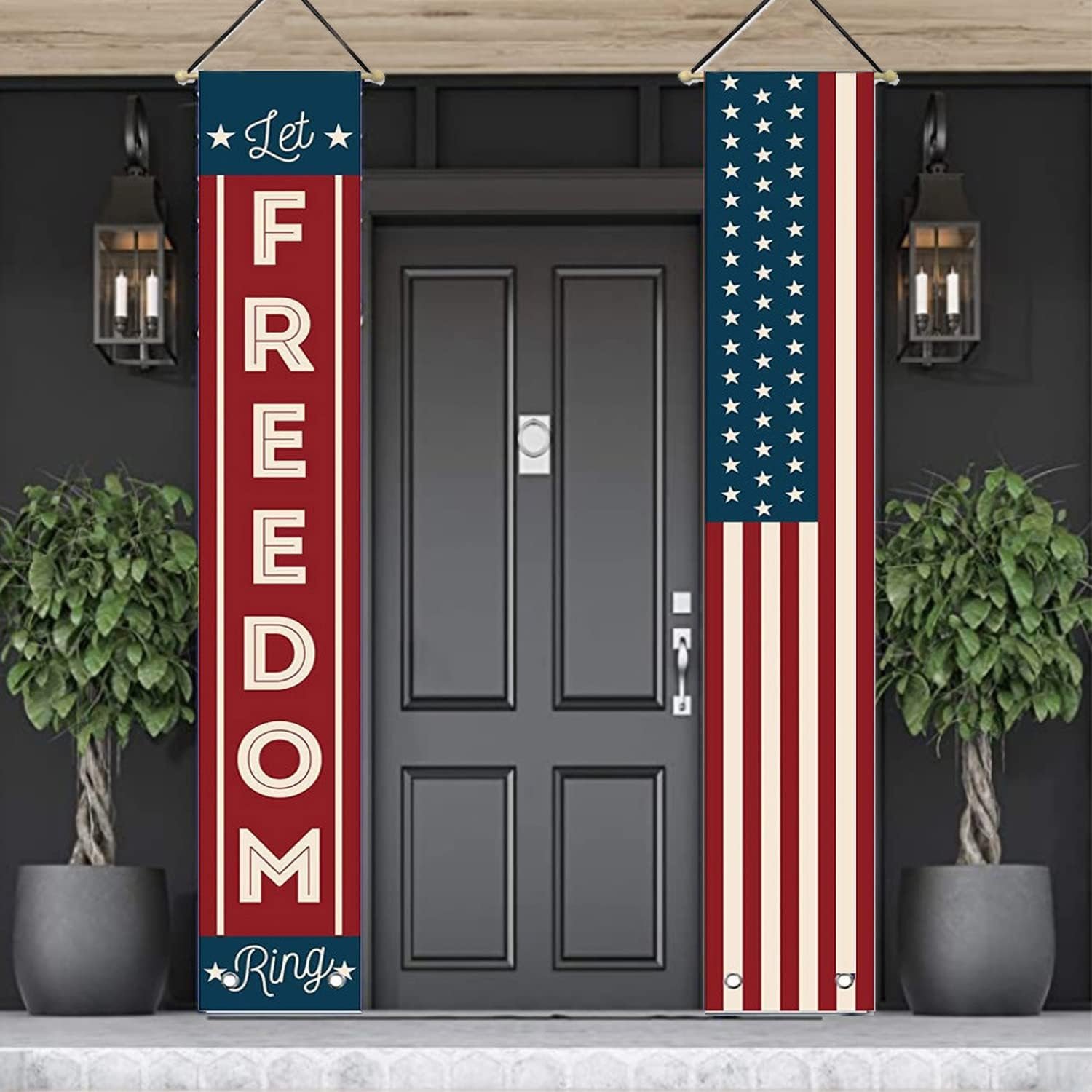 4th of July Decorations Outdoor Patriotic Memorial Day Decor, Independence Veterans Labor Day Hanging American Flag Banner Wreath, Stars and Stripes Porch Sign Party Supplies – 2026 250 Birthday